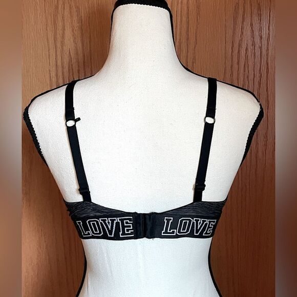 SO Intimates, Convertible, Dark-Gray and White “Love”Underwire Bra. 34C. - Picture 6 of 11
